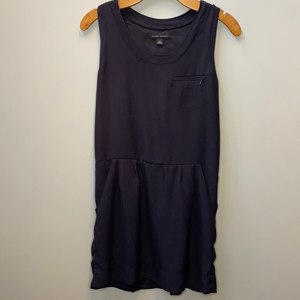 Banana Republic Navy Blue Drawstring Back Dress